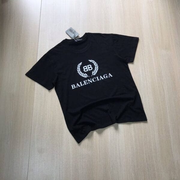 Balenciaga Classic Wheat Ear Black And White Print Casual Short-Sleeved T-Shirt