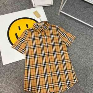 BURBERRY Classic Check Letter Embroidered Shirt Short Sleeve